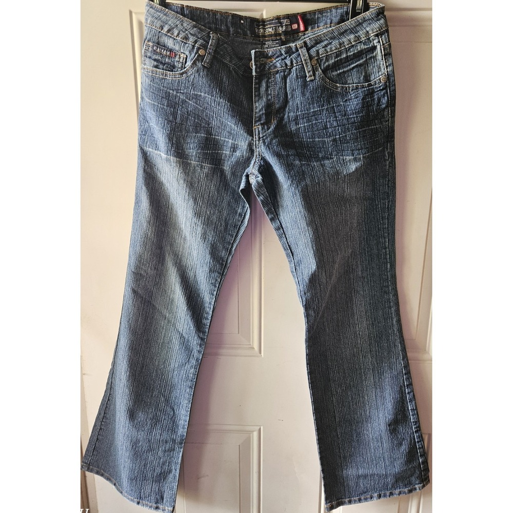 Richcow Jeans Womens Size 9 Blue Bootcut Stretch Denim Studded Pocket Low...